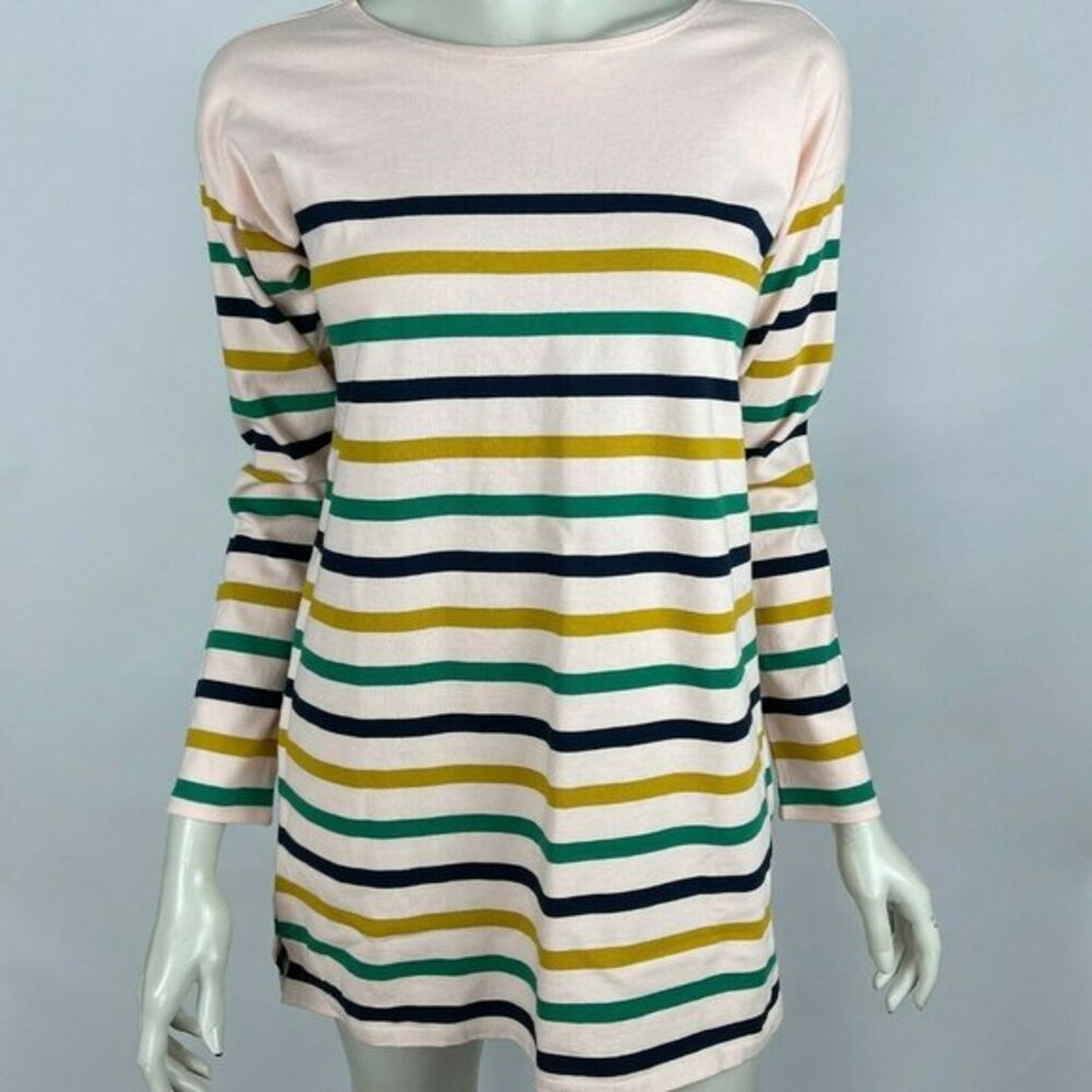 J Crew Striped‎ Boatneck Cotton Tunic Long Sleeve Stretch Pullover Women S NWT